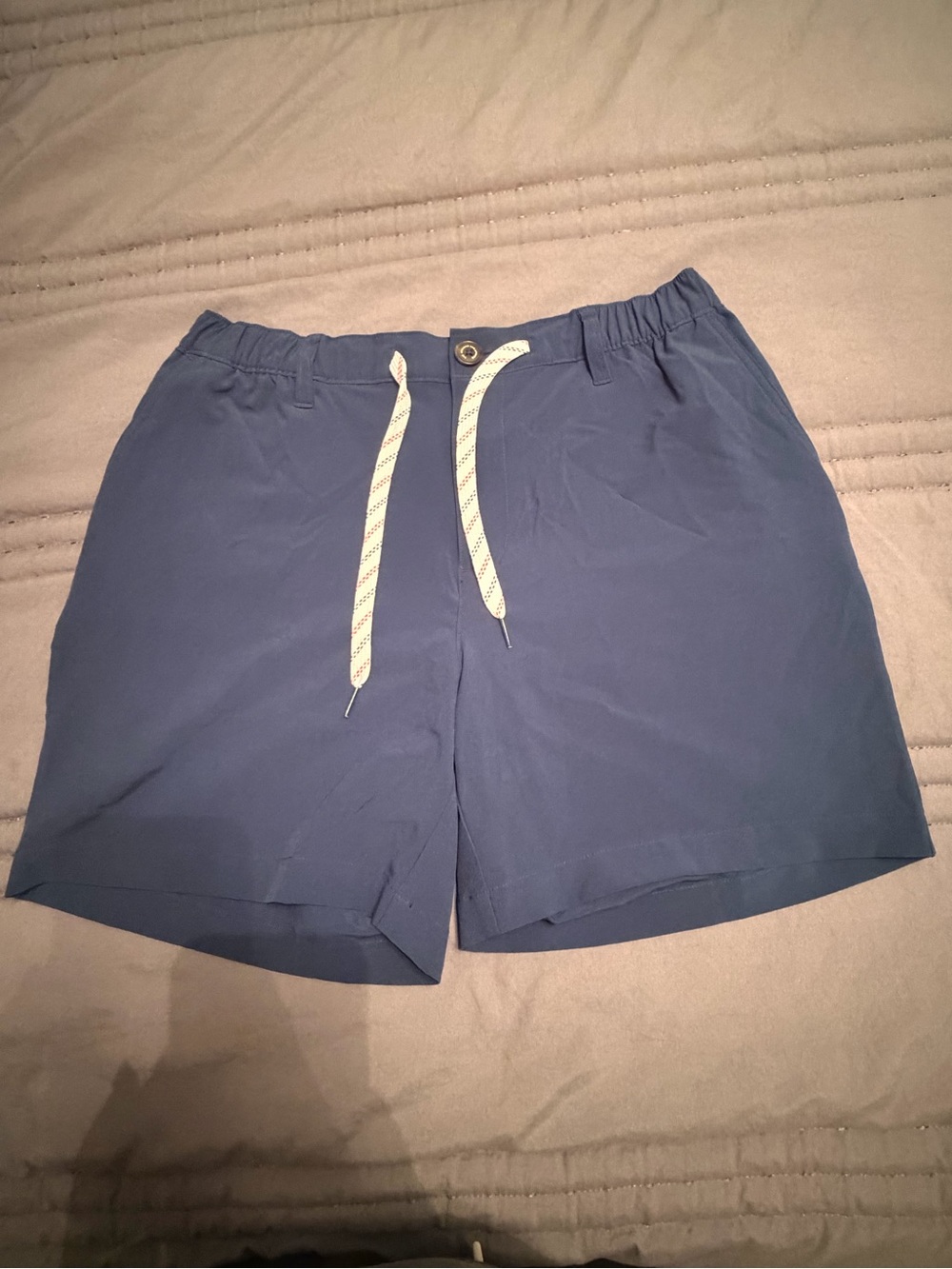 chubbies Navy Blue Elastic Waist Hybrid Shorts with Contrast Drawstring